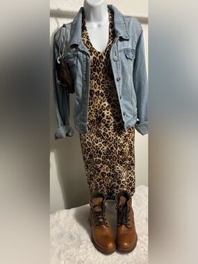 Joe & Elle Leopard-Print Midi Dress in Brown and Black